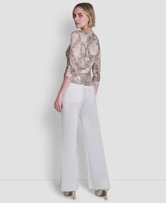 Petite Boat Neck Printed Top