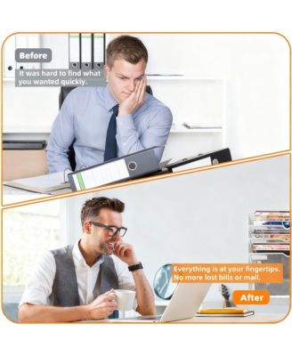 5-Tier Magnetic File Organizer with Pen Holders for Efficient Desk or Wall Storage