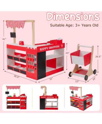 Pretend Play Supermarket Toy Set with Cart for Kids