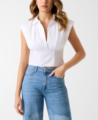 Women's Cherry Collared Sleeveless Top