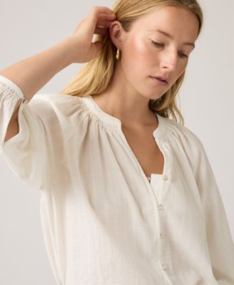 Plus Size Relaxed-Fit Blouson-Sleeve Top