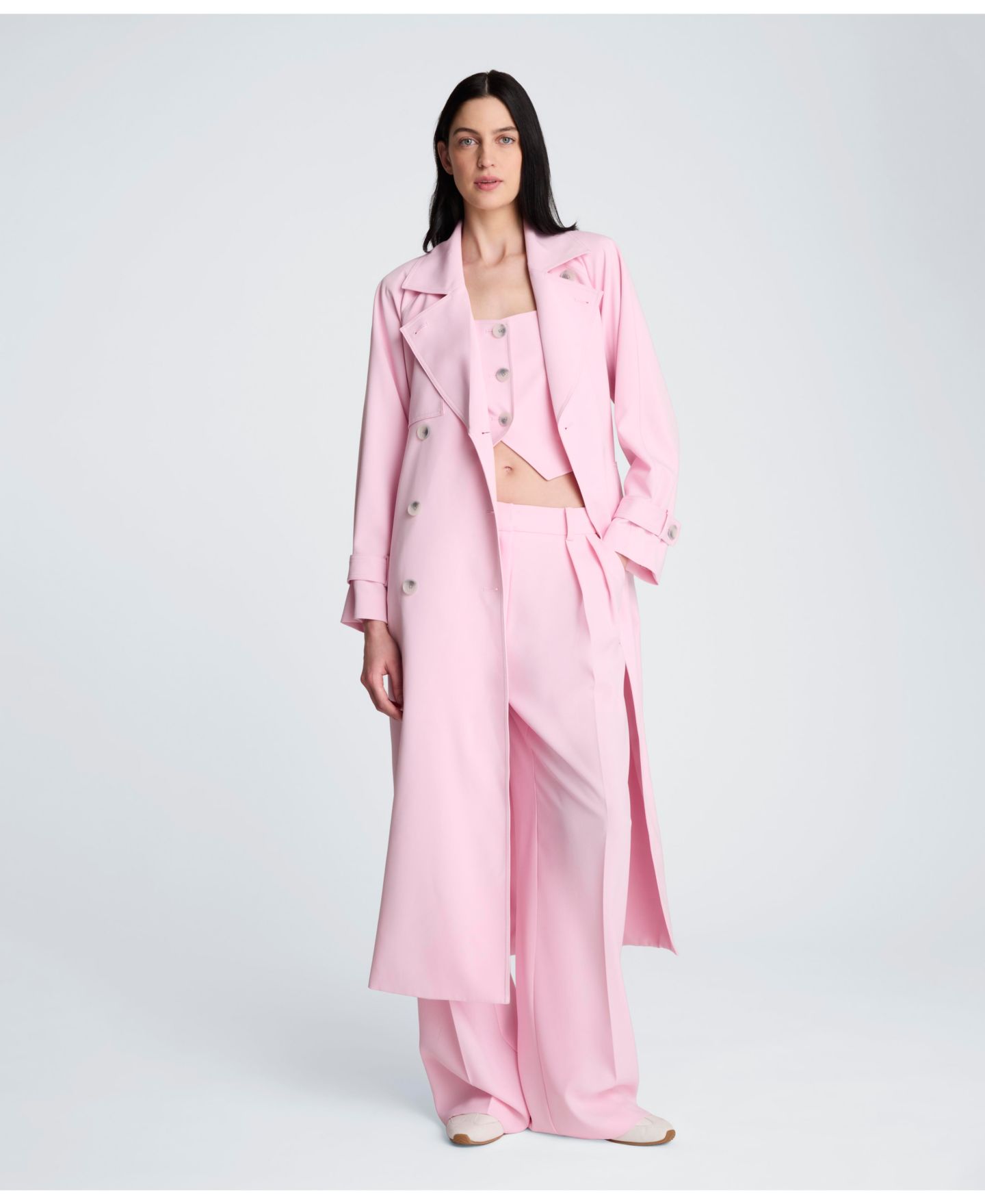 Женское пальто Kenneth Cole Long-Sleeve Notch Collar Trench, цвет: Розовый — фото 2
