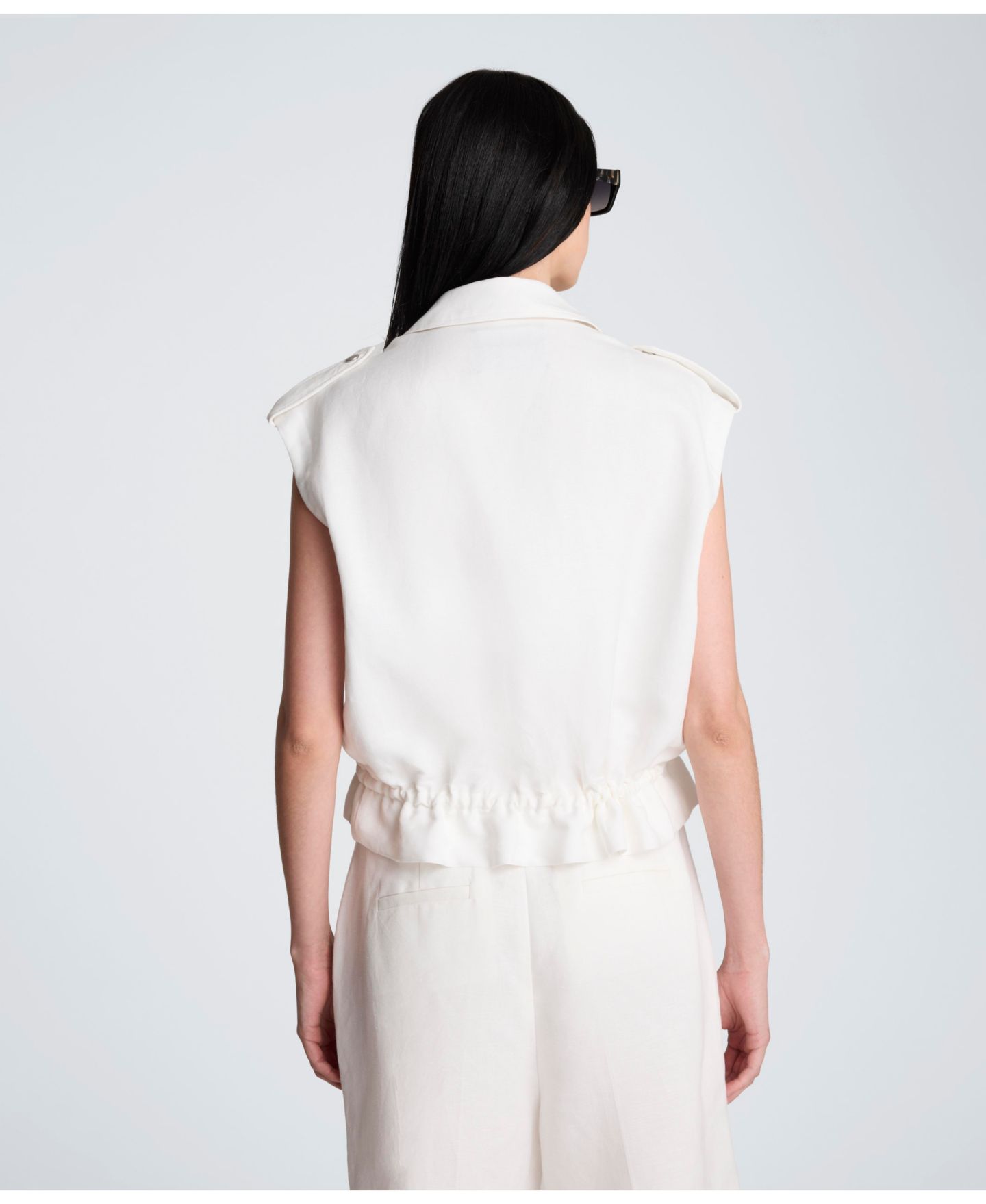 Женский жилет Kenneth Cole Collared Patch Pockets Linen Vest, цвет: Чистый белый — фото 6