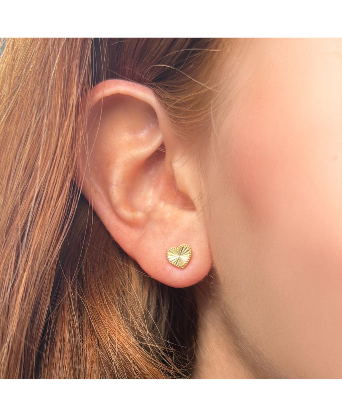 The Lovery Fluted Gold Heart Stud Earrings 14K Gold