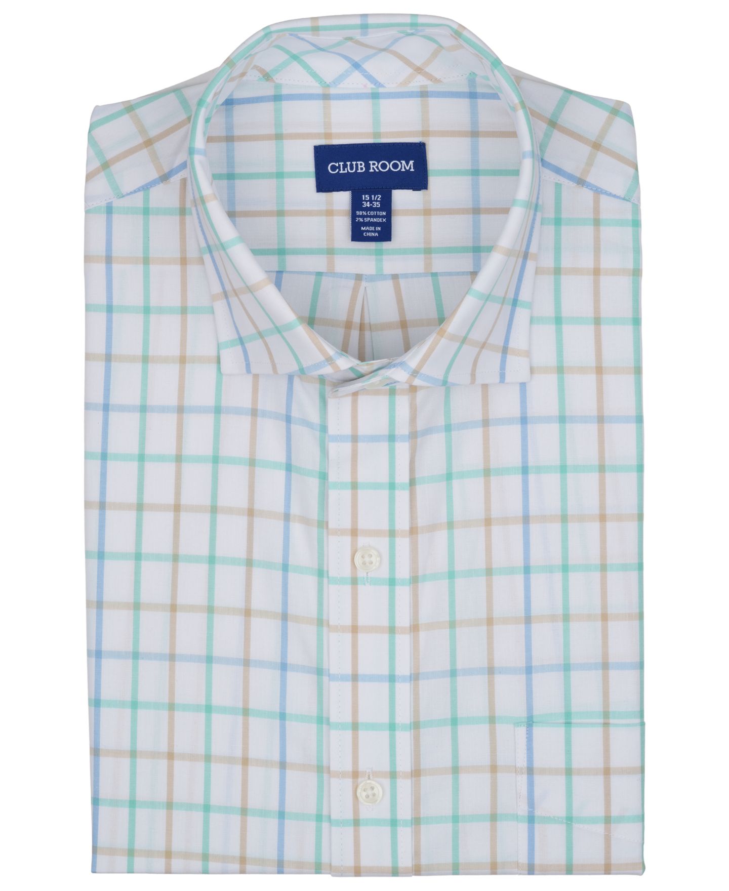 Мужская рубашка Club Room Windowpane Plaid, цвет: Мятный — фото 7