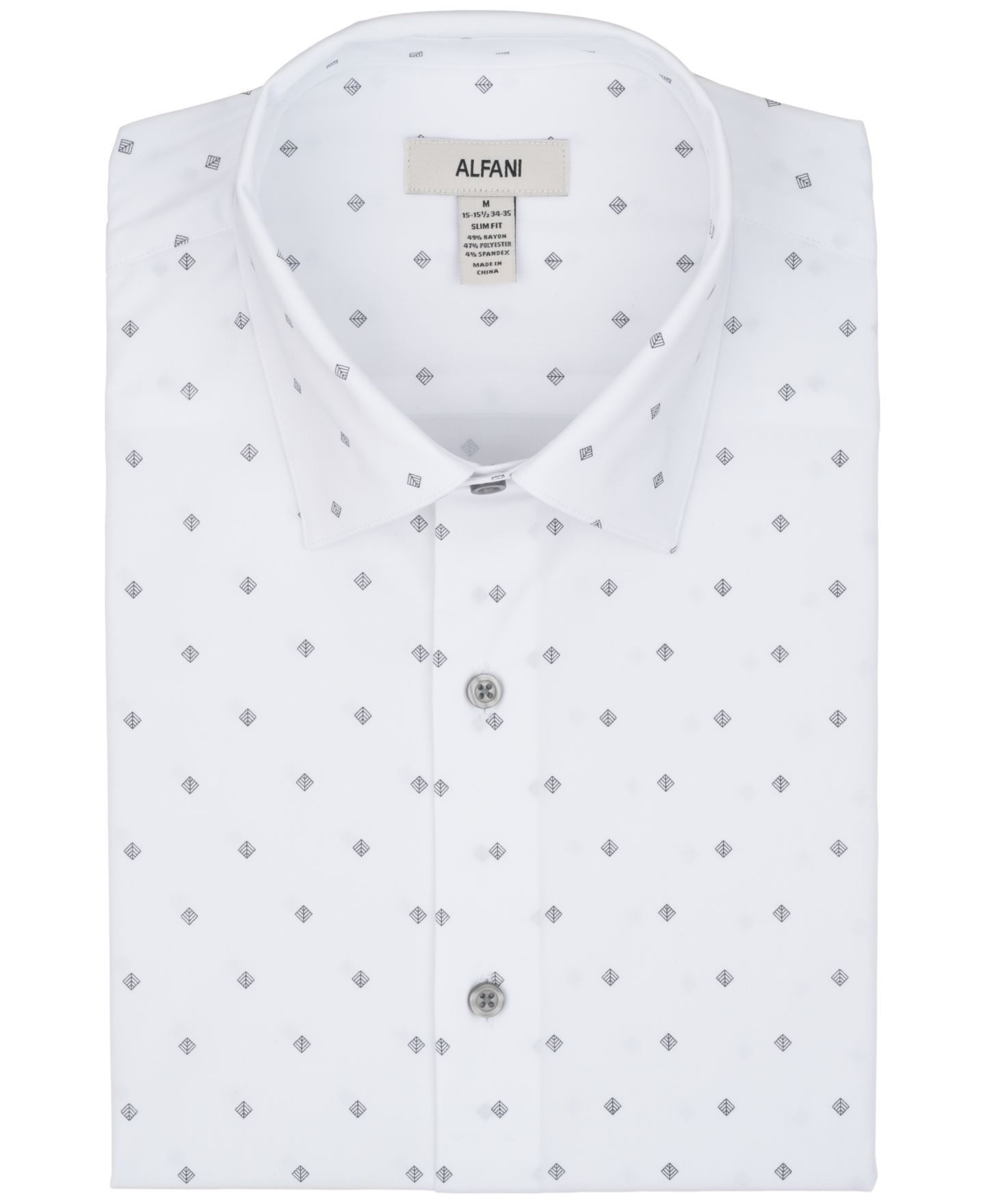 Мужская рубашка Alfani Slim-Fit Geometric Pattern Dress Shirt, цвет: Белый — фото 7