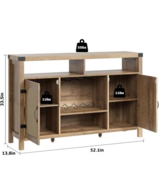 Farmhouse Wine Bar Cabinate Boho Liquor Sideboard with Wine Racks for Living Dining Room Kit