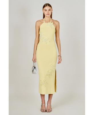 Women's Flower Detail Halter Maxi Dress