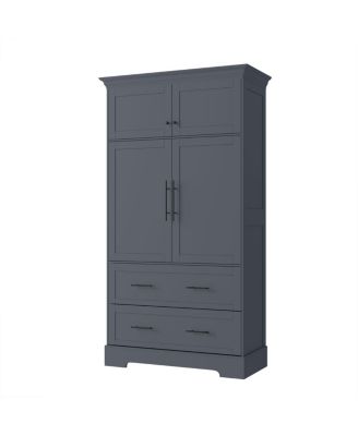  Farmhouse 40"x18"x72.6" Kitchen Pantry, 4 Doors