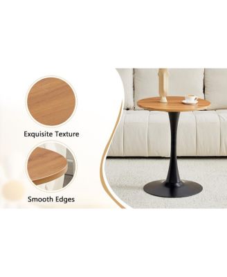 Round Dining Table, 23.6" Tulip Table with Thickened Tabletop & Metal Pedestal