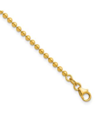 Solid 18k Yellow Gold Italian 7.25 Inch 2.5mm Bead Chain Bracelet Link Bracelet