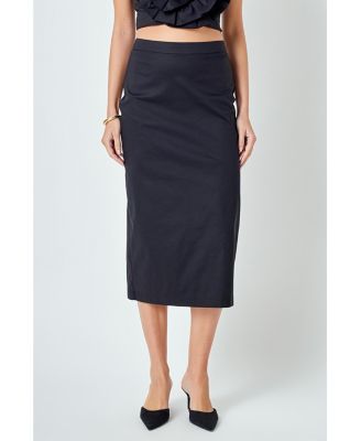 Women's High Waisted Column Midi Skirt