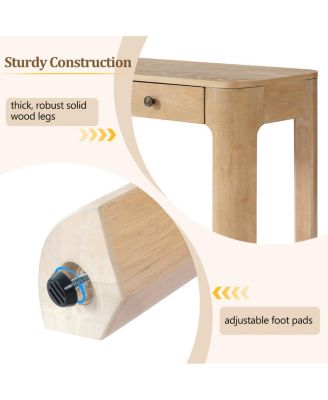 Streamdale Rustic Console Table with Curved Corners, 3 Drawers, Sturdy Sofa Table