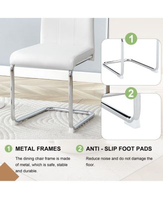 Streamdale 4-Pack PU Upholstered Dining Chairs with Chrome Legs