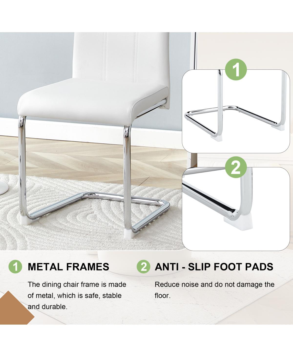 Streamdale Furniture Streamdale 4-Pack Pu Upholstered Dining Chairs with Chrome Legs