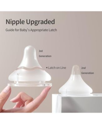 Baby Silicone Nipple (Stage1) with Latch-On Line, Natural Feel, 0+ Months, 3 Counts