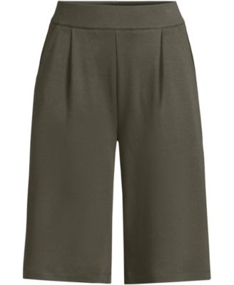 Plus Size Sport Knit High Rise Pleated 12" Bermuda Shorts