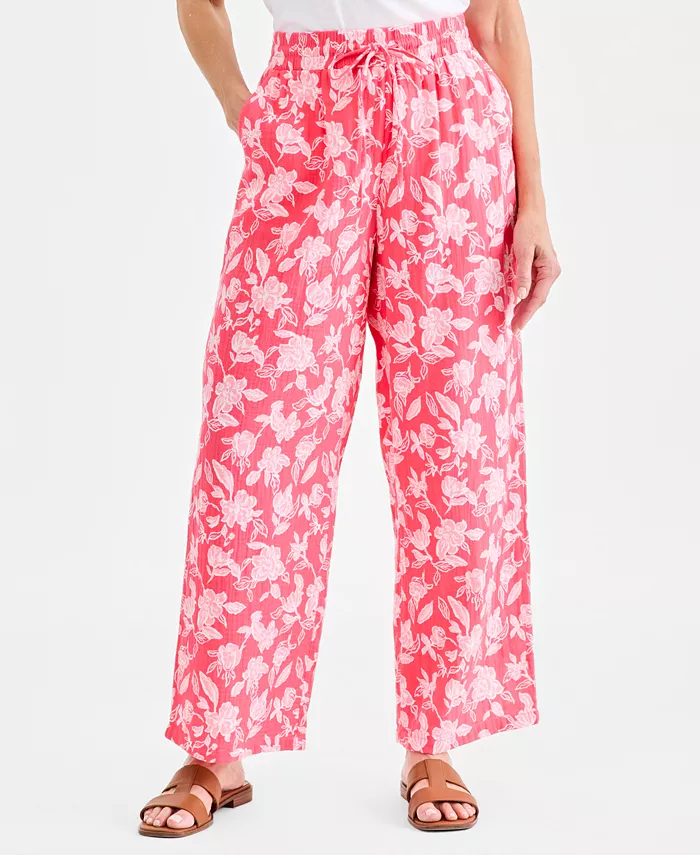 Women's Cotton Gauze Straight-Leg Pull-On Pants - thumbnail 2