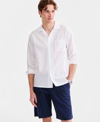 Men's Cotton Long-Sleeve Camp-Collar Shirt