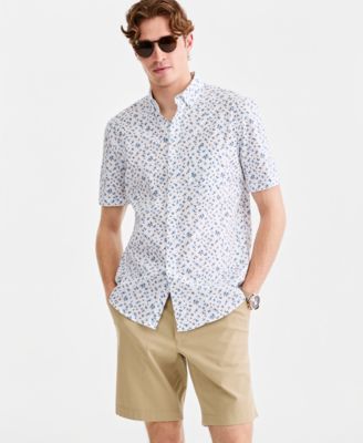 Men's Berti Cotton Poplin Floral-Print Shirt