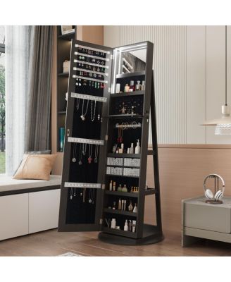 360° Swivel Jewelry Cabinet with Full Length Mirror
