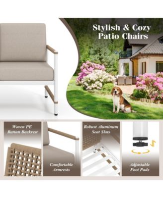 Set Of 8 Patio Furniture Set Patio Loveseat Sofa w/ 2 Coffee Table 4 Single Couch