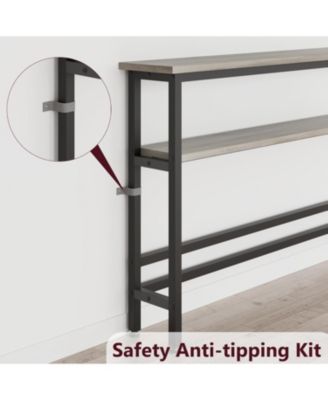  Sofa Table, 2 Tier Skinny Console Table with Adjustable Shelf, Slim Behind Couch Table for Living Room