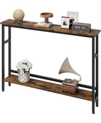  Sofa Table, 2 Tier Skinny Console Table with Adjustable Shelf, Slim Behind Couch Table for Living Room