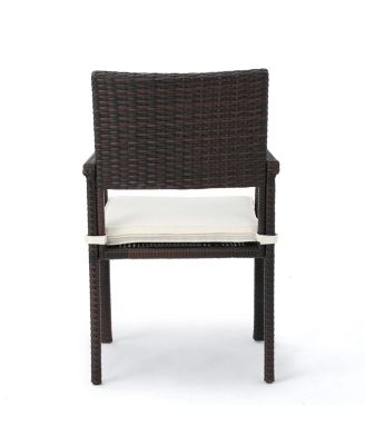 Set of 2 Outdoor Wicker Dining Chairs Water Resistant Cushioned Seats Lightweight Durable for Patio Hosting