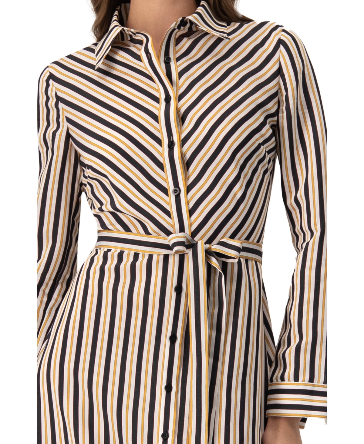 Ivonne Women's Long Striped Shirt Dress