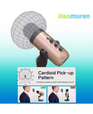 Haomuren USB K66 condenser mic with Type C adapter plug and play for PC/mobile with headphone output plus volume & gain controls for gaming