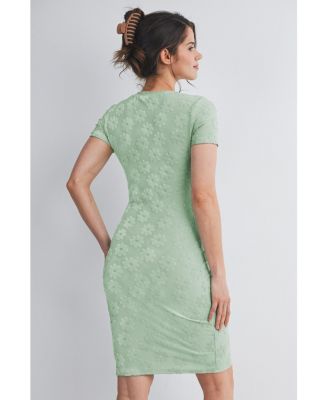 Maternity Floral Bodycon Short Sleeve Dress