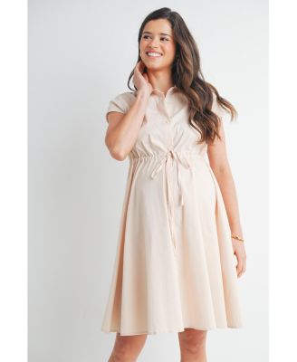 Maternity Button Front Empire Waist Shirt Dress Nursing Friendly