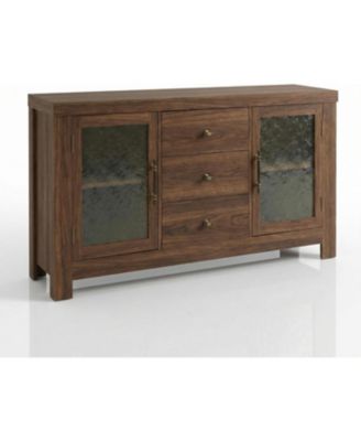Buffet Sideboard Cabinet, Wood Storage with 2 Glass Doors & 3 Drawers, Coffee Bar and TV Stand for Living Room