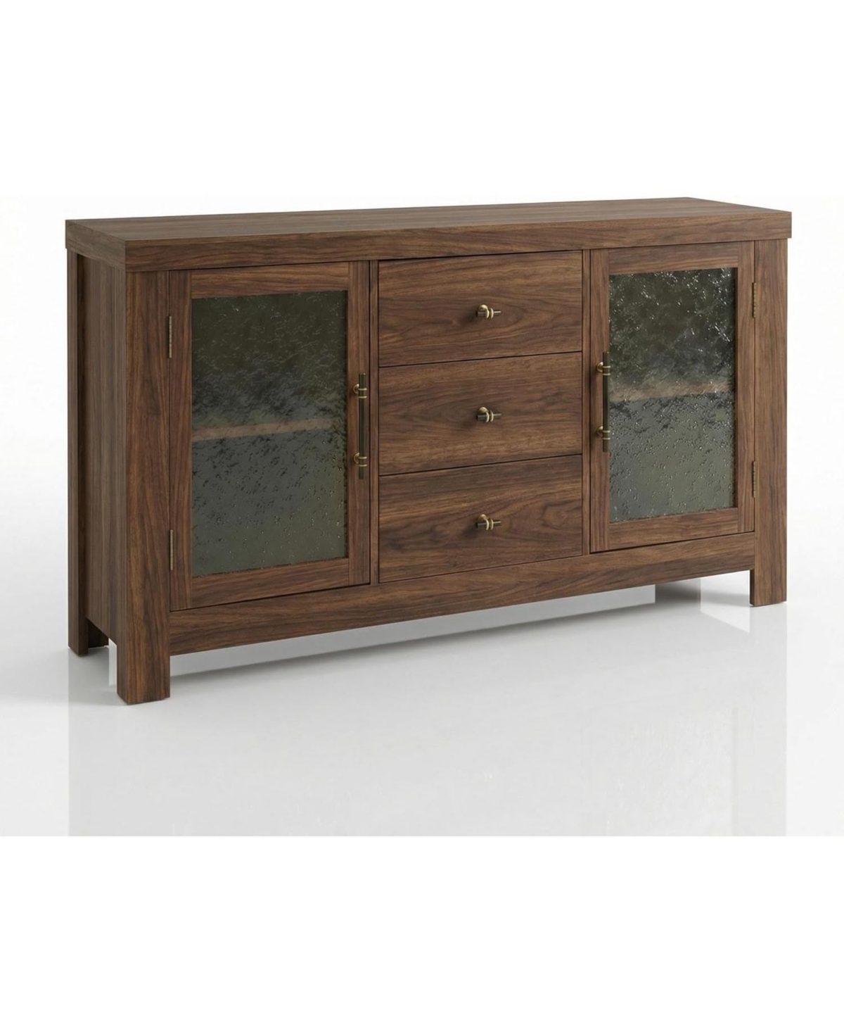gaomon Buffet Sideboard Cabinet, Wood Storage with 2 Glass Doors & 3 Drawers, Coffee Bar and Tv Stand for Living Room