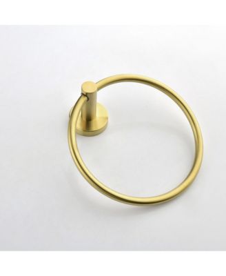 3 - Piece Bathroom Hardware Set, Toilet Paper Holder, Clothes Hook and Towel Rack Ring, Stainless Steel Bath Accessories - Brushed Gold