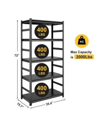 5-Tier Storage Rack, Heavy-Duty Metal Shelving Unit with Adjustable Shelves for Garage, Warehouse and Commercial Use