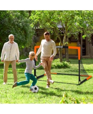 Set of 2 Kids 4x3ft Soccer Goals with Ball, Cones & Pop-Up Nets – Backyard Training Equipment for Ages 3-12, Outdoor Sports Gifts