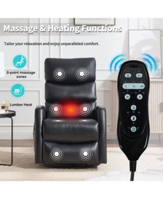 Manual Recliner Chair with Heat & Massage for Living Room, Faux Leather - Rocker Swivel Chair.