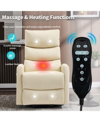Manual Recliner Chair with Heat & Massage for Living Room, Faux Leather - Rocker Swivel Chair.
