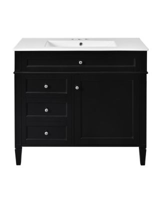 36" Modern Bathroom Vanity with Sink, Solid Wood Cabinet, Soft Close Drawers & Tip-Out Storage