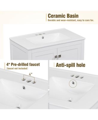 30" Bathroom Vanity with Sink, Solid Wood Cabinet & Soft Close Doors, Drawer Storage for Modern Bathrooms