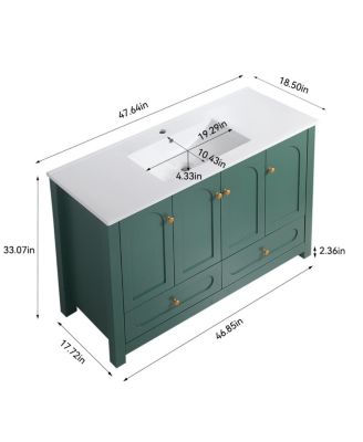 48" Bathroom Vanity with Integrated Ceramic Sink, MDF Cabinet & Soft-Close Doors, Transitional Modern Storage for Elegant Decor