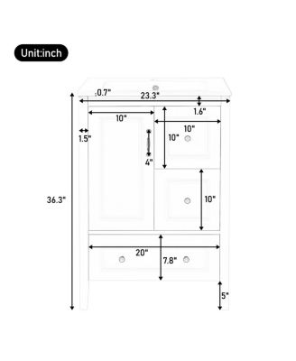 24" Light Green Bathroom Vanity with Ceramic Sink, Freestanding Retro MDF Cabinet, Soft-Close Drawers, Ample Storage for Small Spaces
