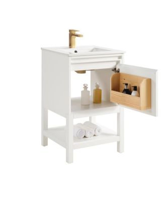 20" Solid Wood Bathroom Vanity with Sink & Door-Mounted Shelf, Modern Compact Pre-Assembled for Small Spaces-Sillysis