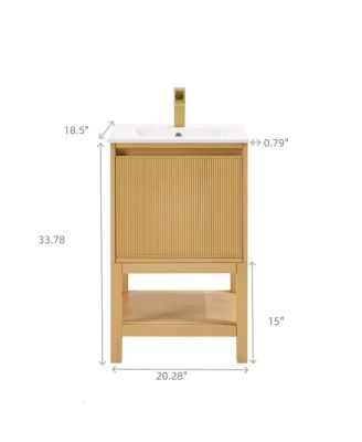 20" Solid Wood Bathroom Vanity with Sink & Door-Mounted Shelf, Modern Compact Pre-Assembled for Small Spaces-Sillysis