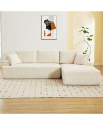 Cloud Sectional Couch 106" Modern L-Shape Corner Modular Upholstered Sofa with Loveseat Chaise Deep Seat Plush Corduroy Fabric Foam Cushions