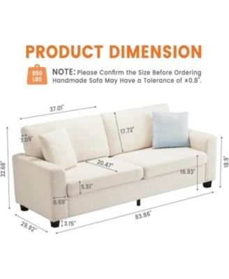 83 Inch Sofa, Modern Corduroy 3 Seater Deep Seat Couch with Wide Armrest, Removable Washable Cushion Cover