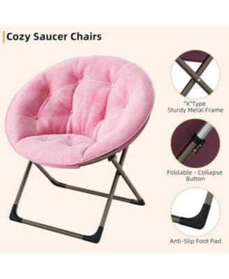 Comfy Oversized Saucer Chair – Soft Plush Fabric Reading Lounger for Adults, Stable Metal Frame