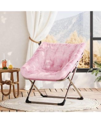 Comfy Chair for Adults, Foldable Living Room Chairs, Soft Faux Fur Folding Lounge for Bedroom Living Room Dorm Rooms